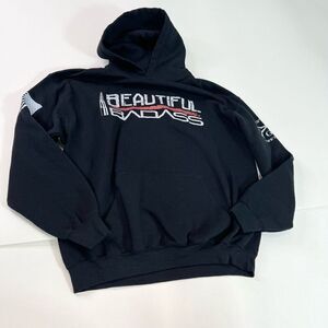Grunt Style Hoodie Womens Large Black "Beautiful Badass" Pullover Jacket